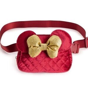 Disney’s Red Quilted Minnie Mouse Kids Bag with Gold Bow-nwt